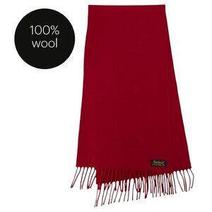 LAMBSWOOL Red 100% Wool Scarf Classic Minimalist Made in Italy one size